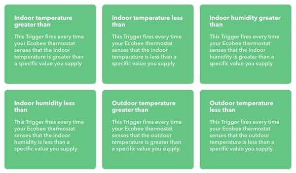 Ecobee smart thermostat triggers
