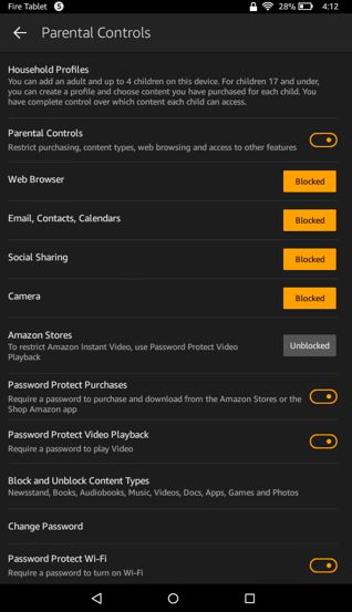 Parental Controls settings screen.