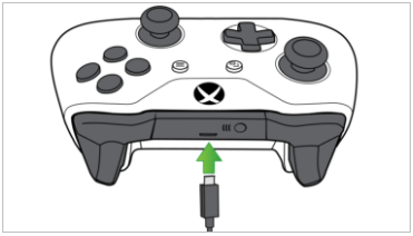 USB cable connected to Xbox controller. Illustration.