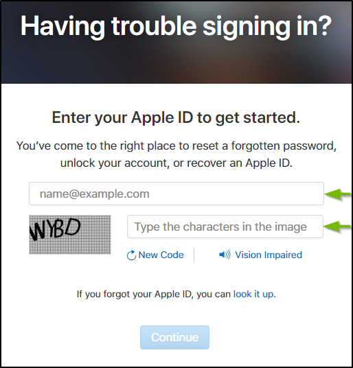 Recover Apple ID. Screenshot