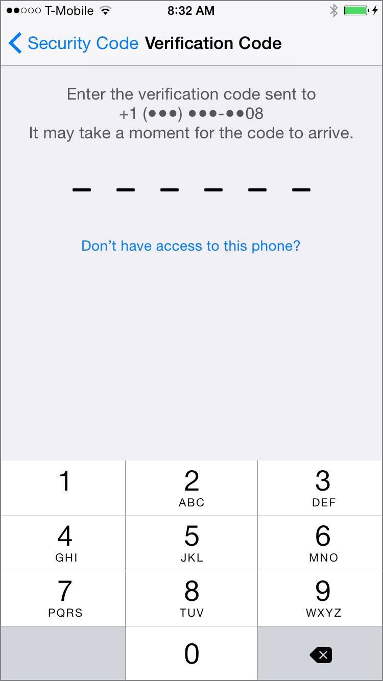 Six-Digit Verification Code. Screenshot.