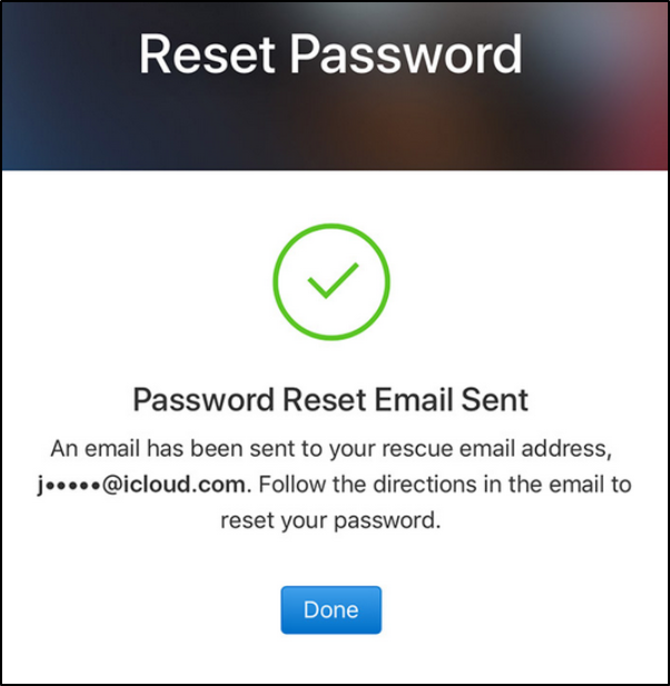 Reset Password. Screenshot