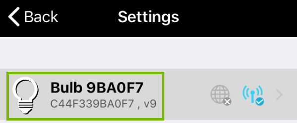 Bulb in device settings.