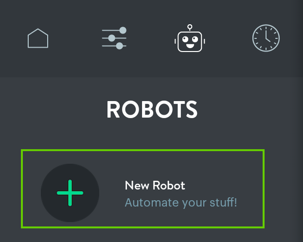 New Robot button