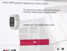Polar Flow app asking for an update to the A370