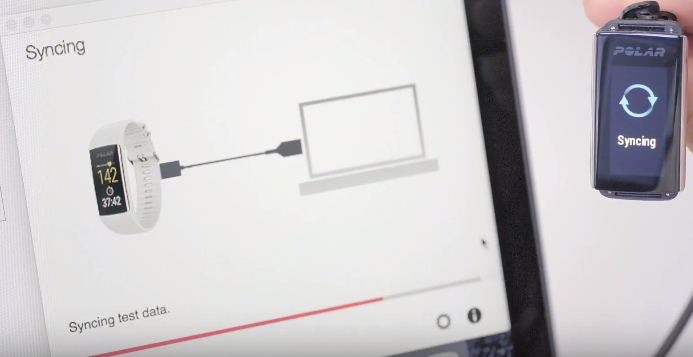 A polar a370 and a macOS system showing syncing