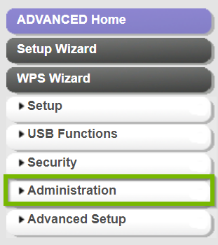 Administration menu. Screenshot.