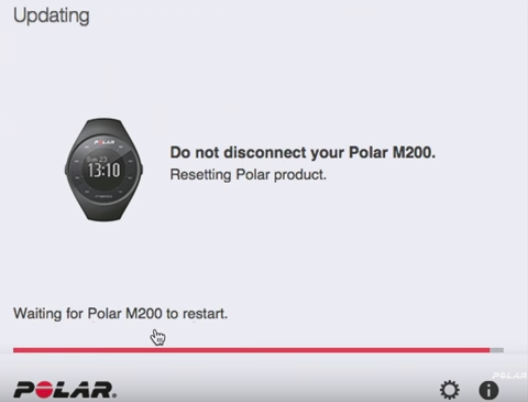 Polar Flow program on computer updating the polar m200