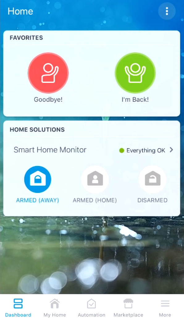 Favorite routines added to the Dashboard of the SmartThings app.
