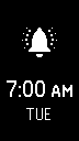 Alarm showing on the clock