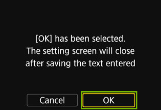 ok has been selected notification and ok button is highlighted