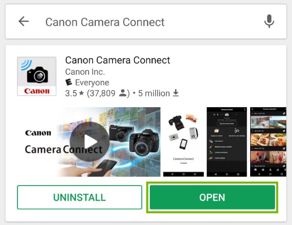 Open button highlighted