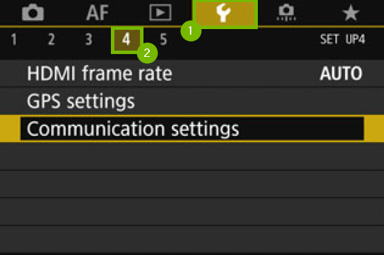 menu with wrench and sub menu 4 highlighted