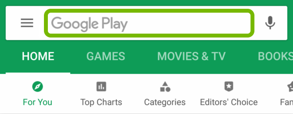 Search bar highlighted in Google Play store.