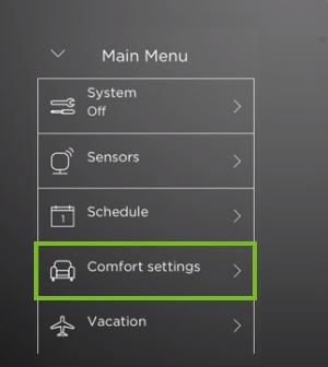 ecobee comfort settings menu