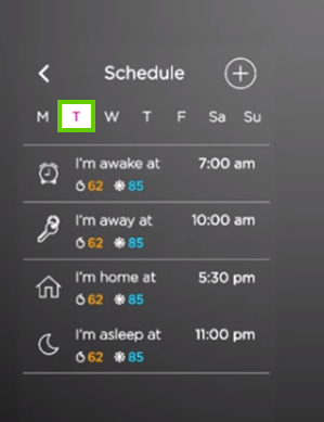Schedule day selection