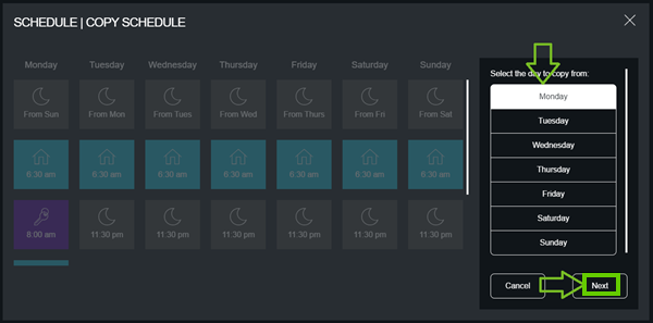Copying the schedule from Monday