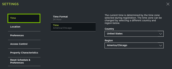 ecobee time settings screen.