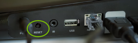 Back of Slingbox with reset button highlighted