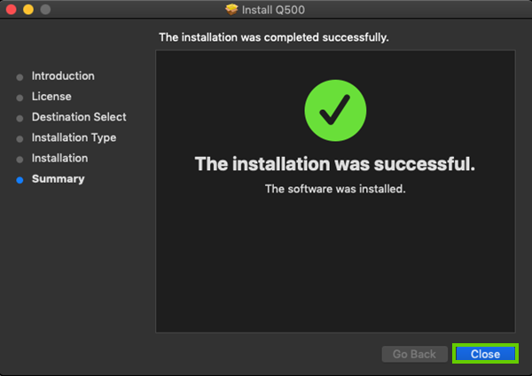 Closing the installer