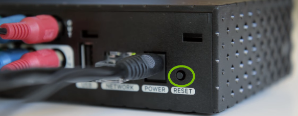 Rear of Slingbox with reset button highlighted