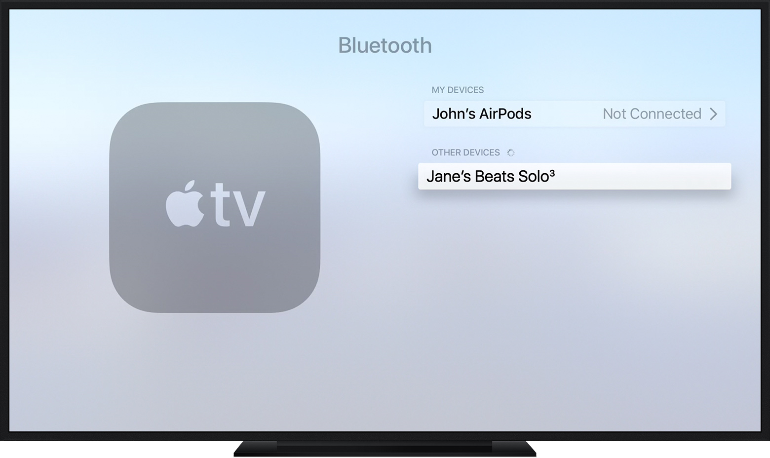 Apple tv bluetooth selection page