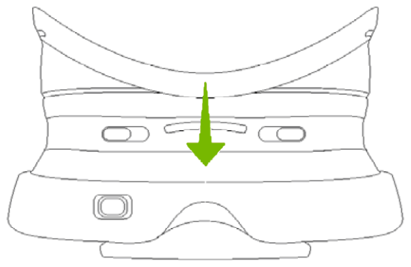 Arrow showing how to extend goggles.
