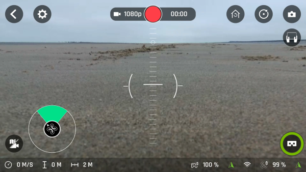 FPV button highlighted in FreeFlight Pro app.
