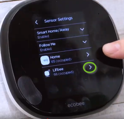Ecobee sensor name arrow
