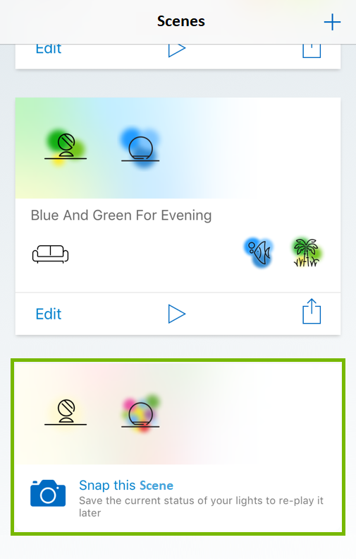 Snap this Scene tile highlighted in WiZ app.