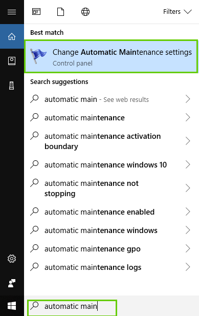 Automatic maintenance search results