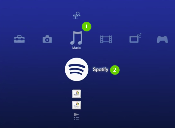 Playstation 3 music menu with spotify selected