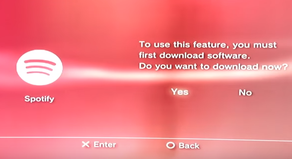 Playstation 3 confirming spotify install