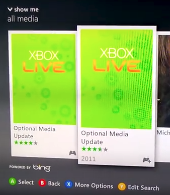 Xbox 360 optional media update search