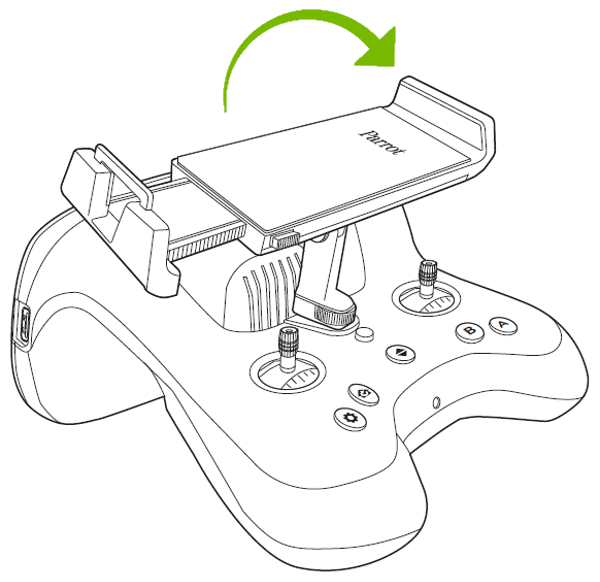 Arrow showing how to rotate mobile device holder.