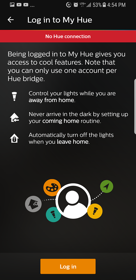 Prompt to login to Hue account.
