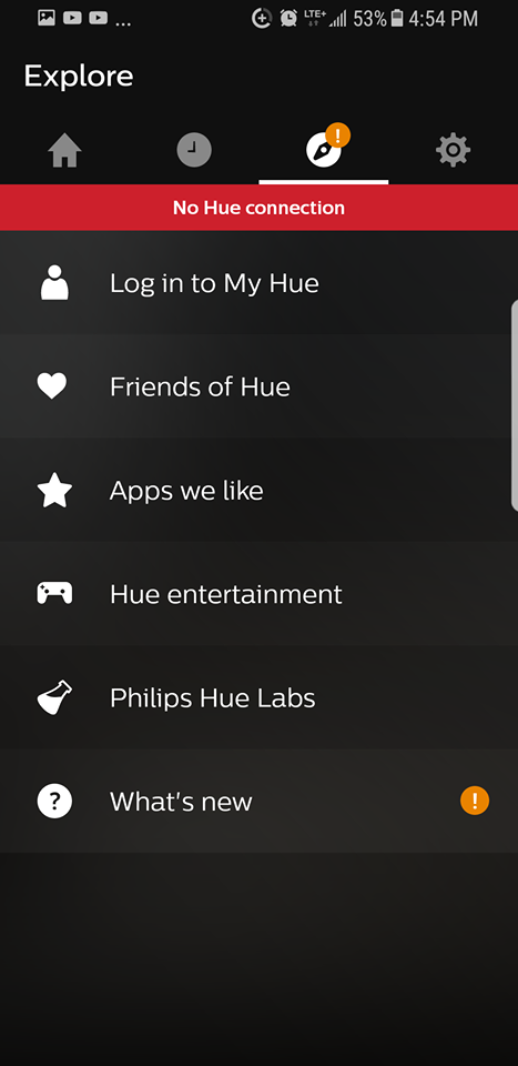 Mobile showing options on Compass tab.