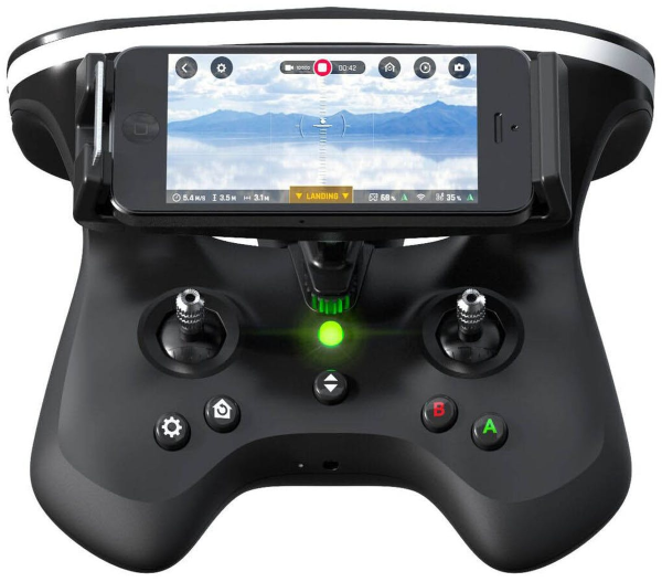 SkyController with smartphone mounted.