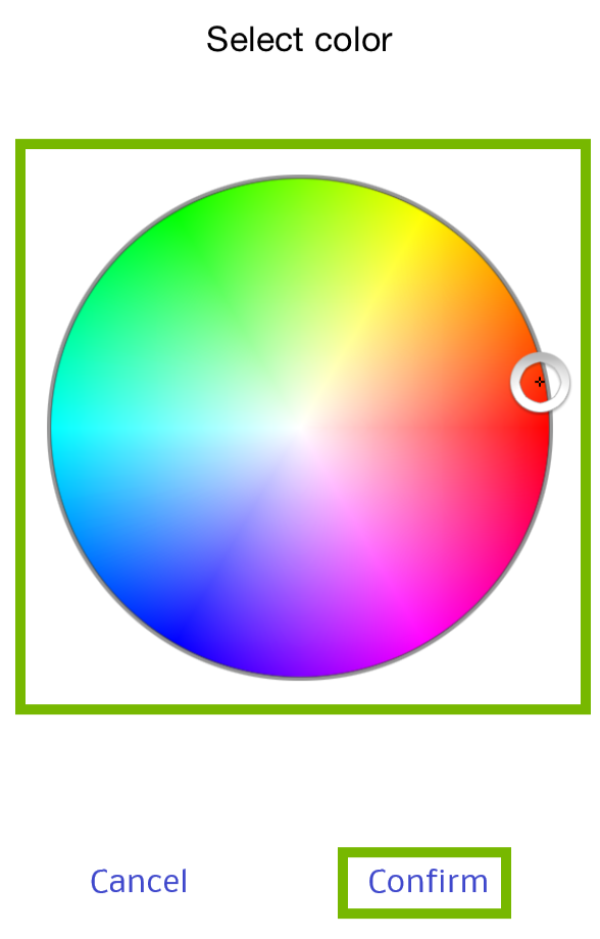 Color Wheel and Confirm highlighted