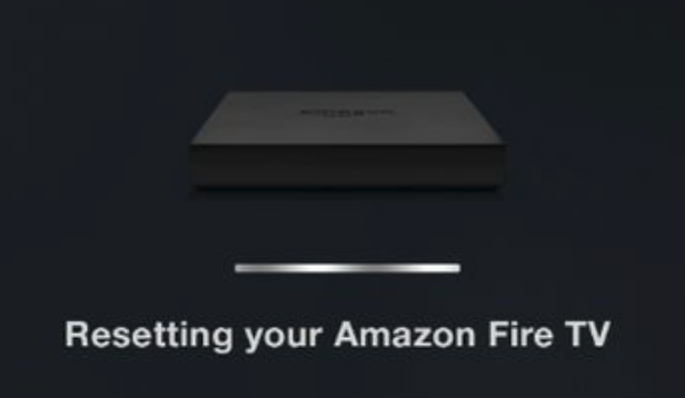 Amazon Fire TV factory reset progress screen.
