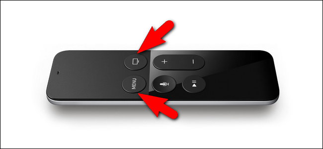 Siri remote with menu and TV buttons highlighted.