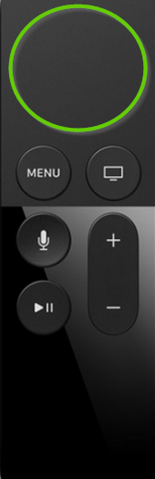 Apple tv remote showing touch surface