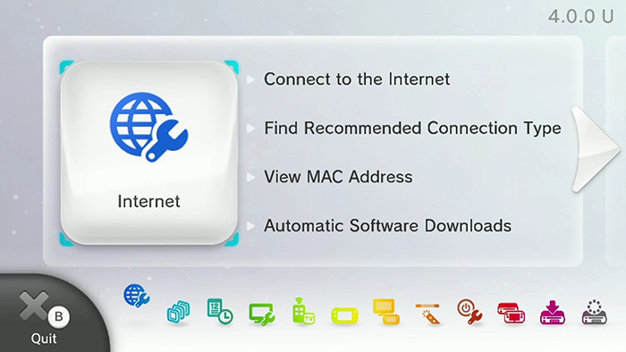 internet settings screen