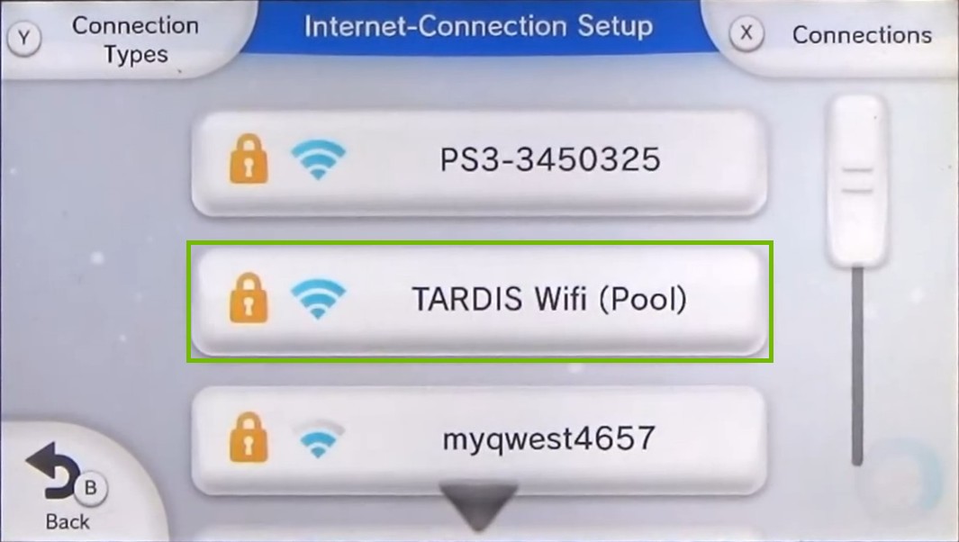 internet connection set up with existing connection highlighted