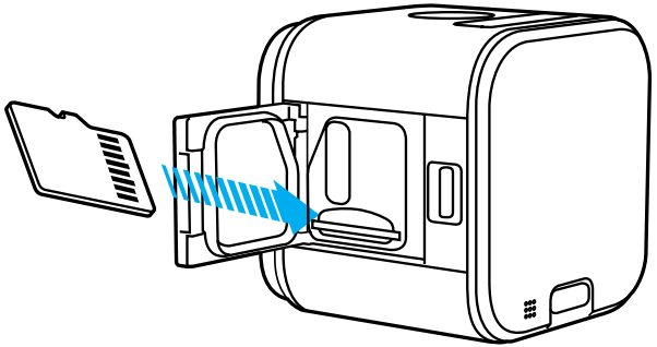 Diagram of GoPro camera with the SD card highlighted