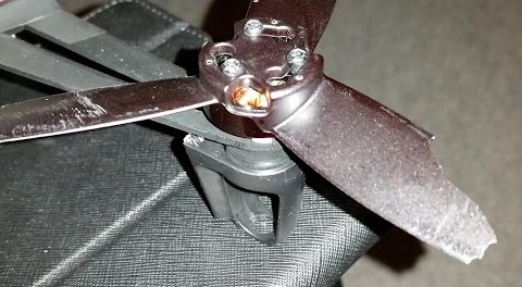 Damaged drone propeller.