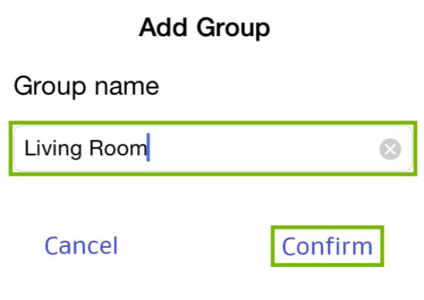 Group name and Confirm highlighted