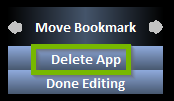 Move Bookmark screen with Delete App highlighted