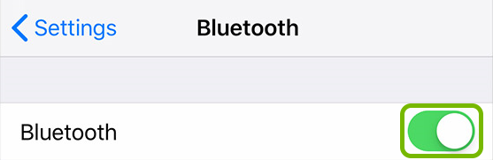 Bluetooth toggle highlighted in iOS settings.