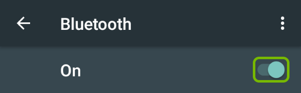 Bluetooth toggle highlighted in Android settings.